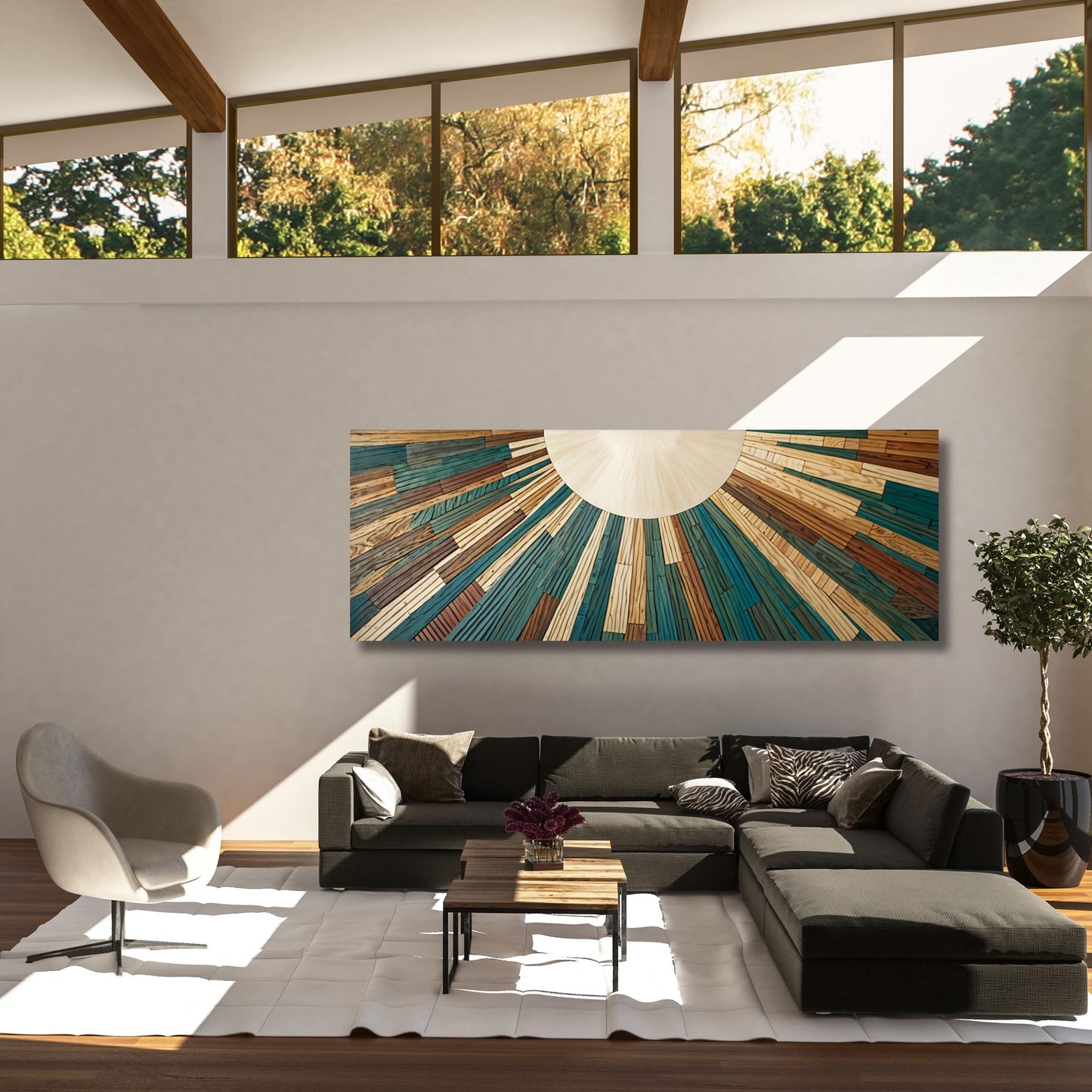 Boho Sun Panoramic Sun Canvas Art boho Decor for Above Bed Famous Minimalist Canvas Art,Retro Eclectic abstract Waves Abstract Sunset Art