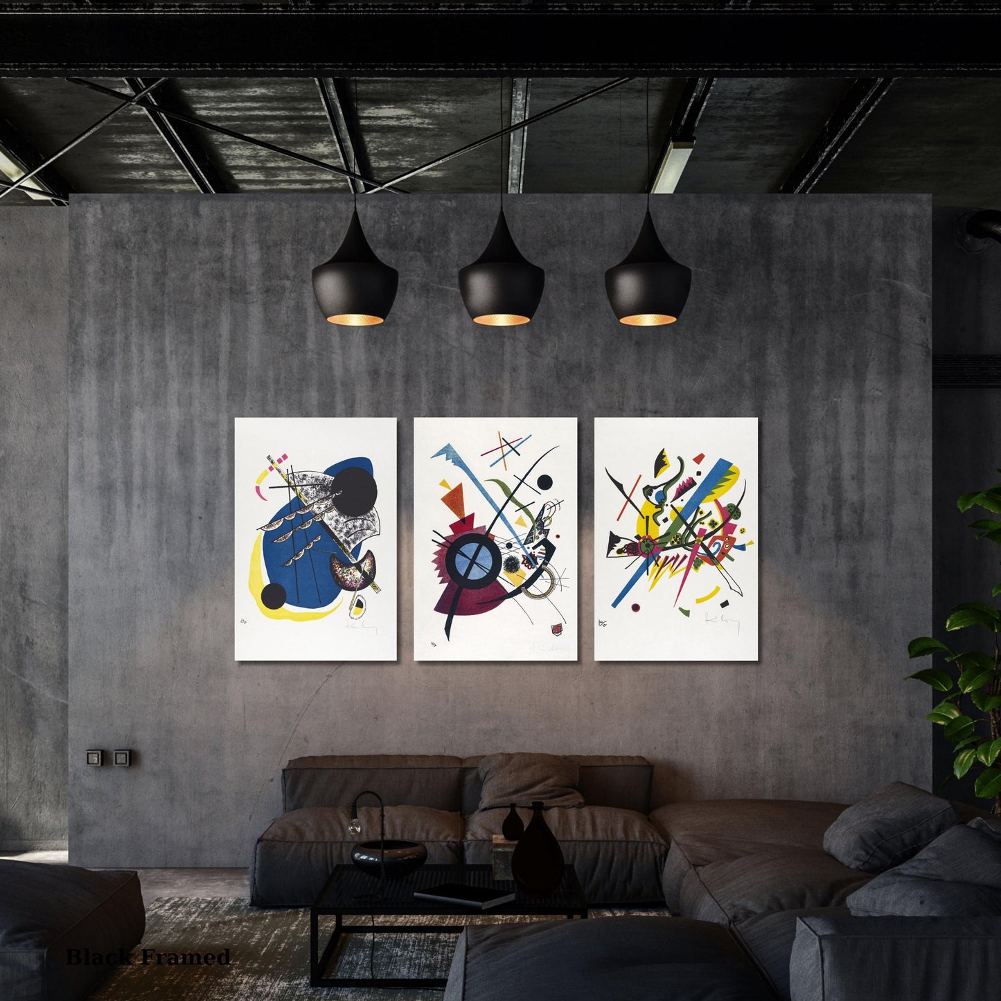 Set of 3 Wassily Kandinsky Canvas Prints, Geometric Abstract Wall Art, Bauhaus Style Decor, Russian Avant-Garde Expressionism