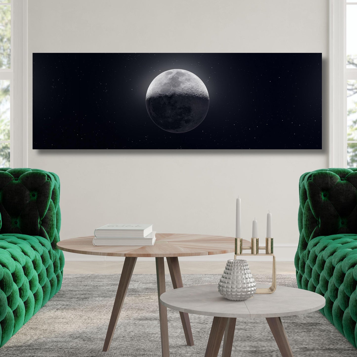 Panoramic Moon Canvas Art: NASA Full Moon Poster, Space Print