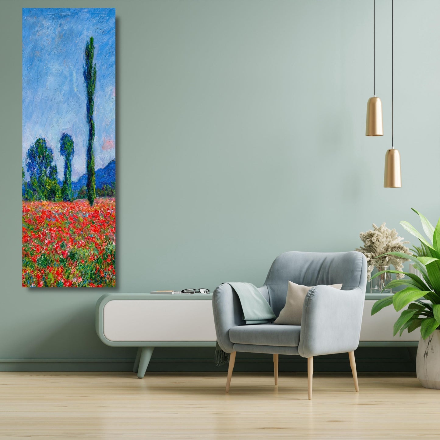 Long Narrow Canvas Wall Art Vertical Nature Print Tall Modern Monet Style Wall Decor for Hallway, Entryway or Small Space art