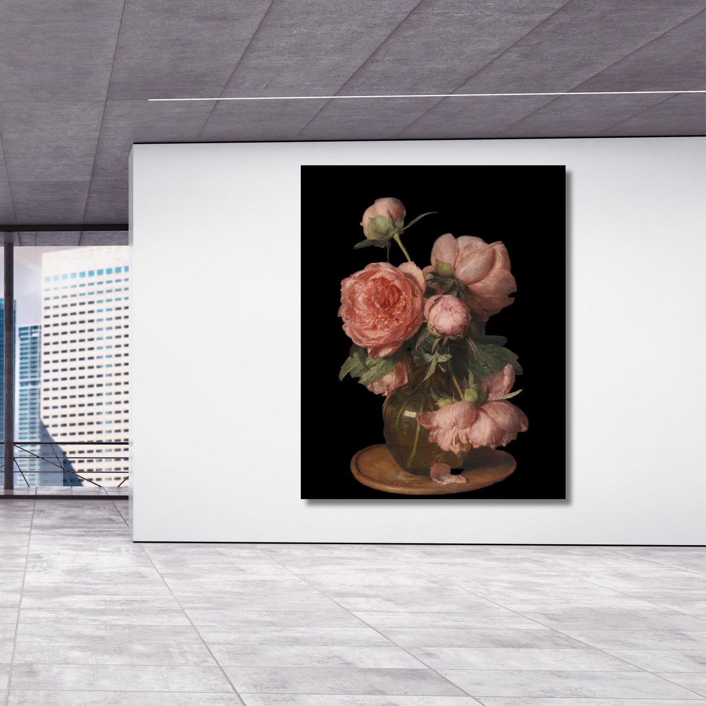 Vintage Peonies Flower in Vase Canvas Wall Art Eduard von Grützner Style Elegant Classical Floral Still Life Print for Traditional Home Deco