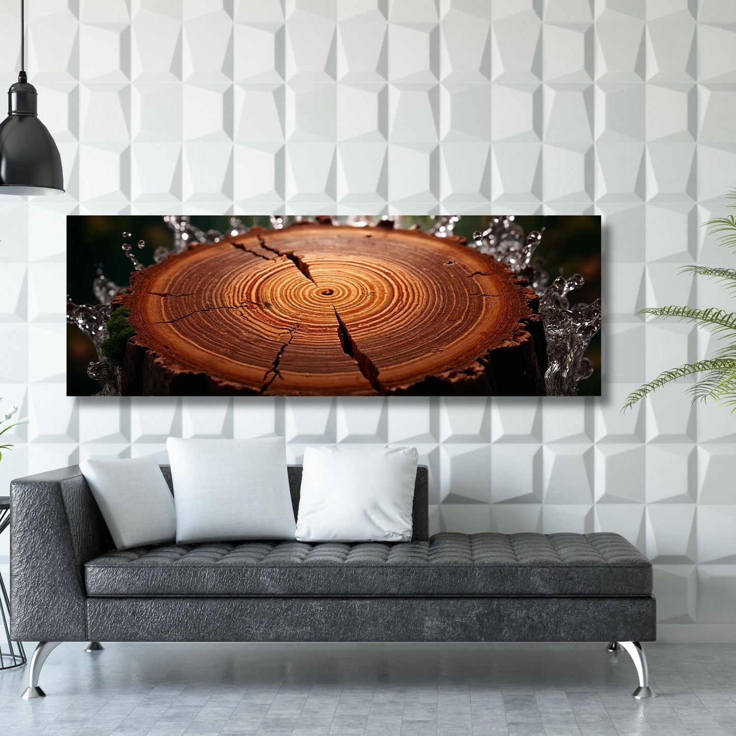Panoramic Tree Rings Canvas Wall Art Elegant Natural Wall Art Great Design Solution for Echo Tree Ring Print of stump, Tree ring Canvas art