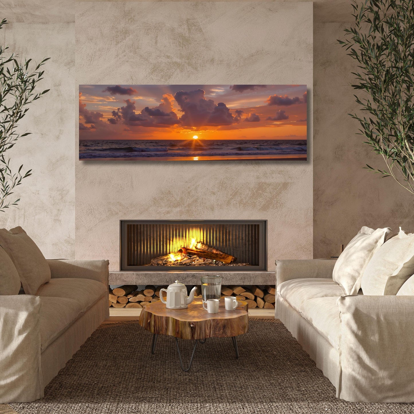 Tropical Sunset Canvas Print – Beach Wall Art, Colorful Sky