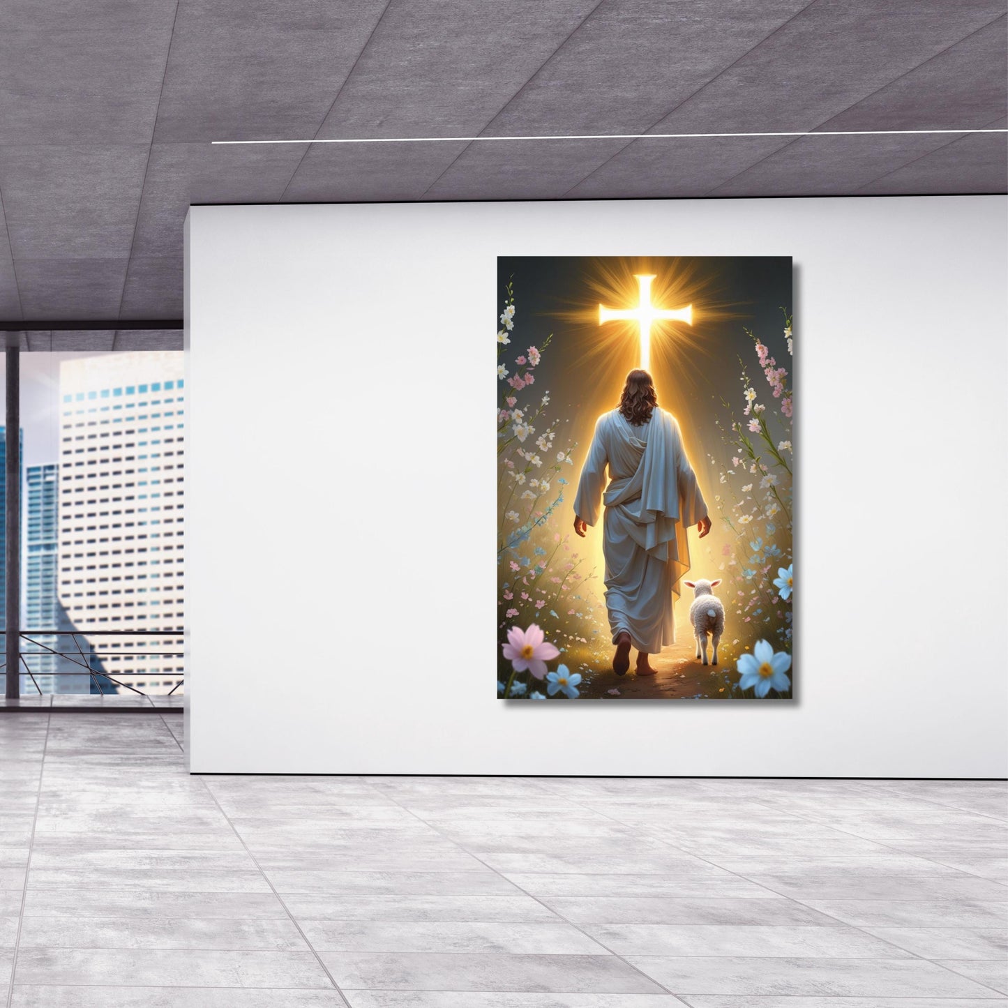 Jesus Shepherd Walking Modern religious wall art Gift Trendy  Living Room Home Decor Christian Print Christ Portrait Canvas Lamb Jesus Art