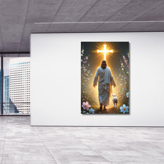 Jesus Shepherd Walking Modern religious wall art Gift Trendy  Living Room Home Decor Christian Print Christ Portrait Canvas Lamb Jesus Art