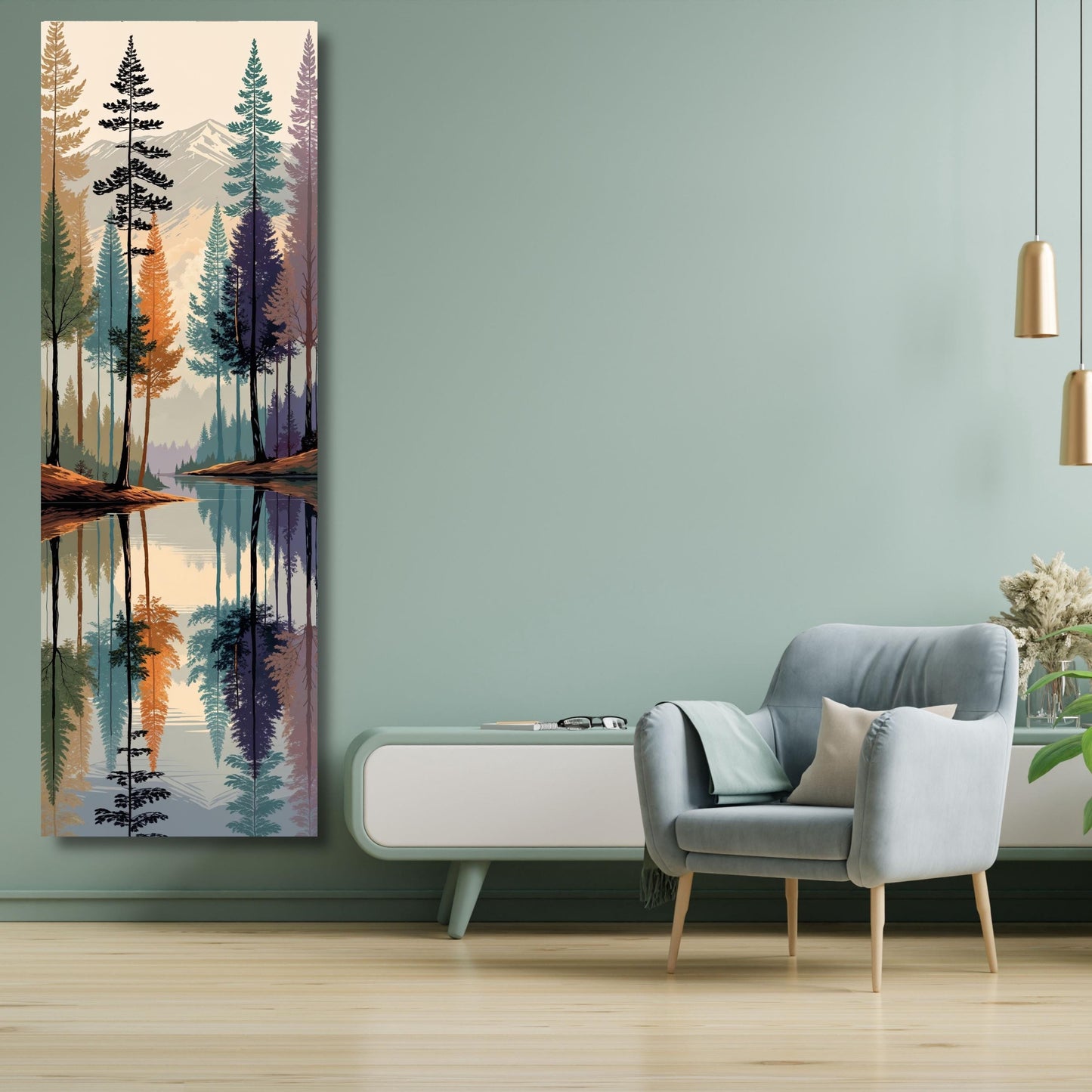 Long Narrow Wall Art,Smoky Mountains Painting, Spring Flowers Canvas, Landscape Wall Art Print, Nature Home Decor, Mountain Wall Hangings
