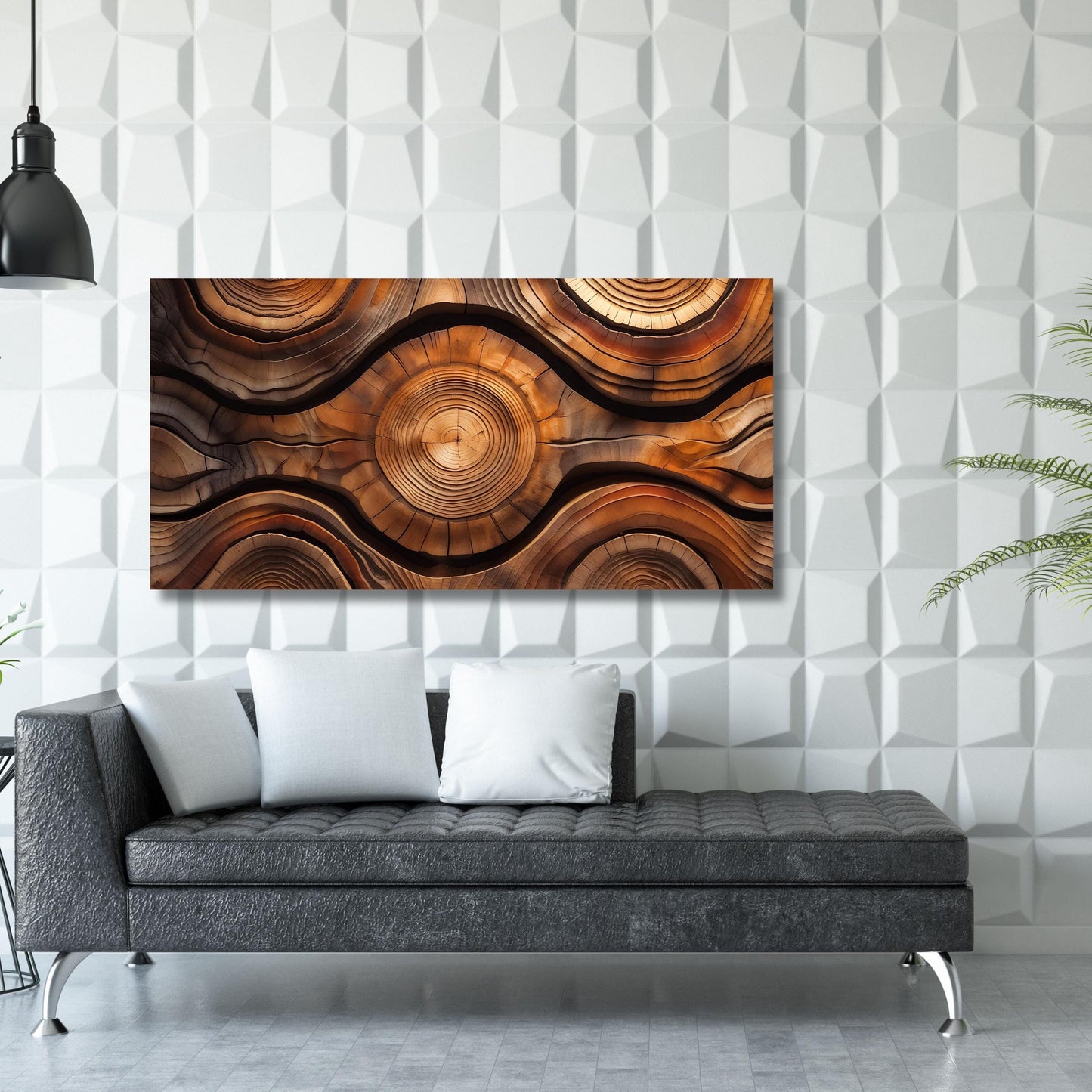 Tree Rings Canvas Wall Art Great Design Solution for Echo Waved Wood Canvas Print Natural Wood Texture Wall Decor, Elegant Abstract Art gift