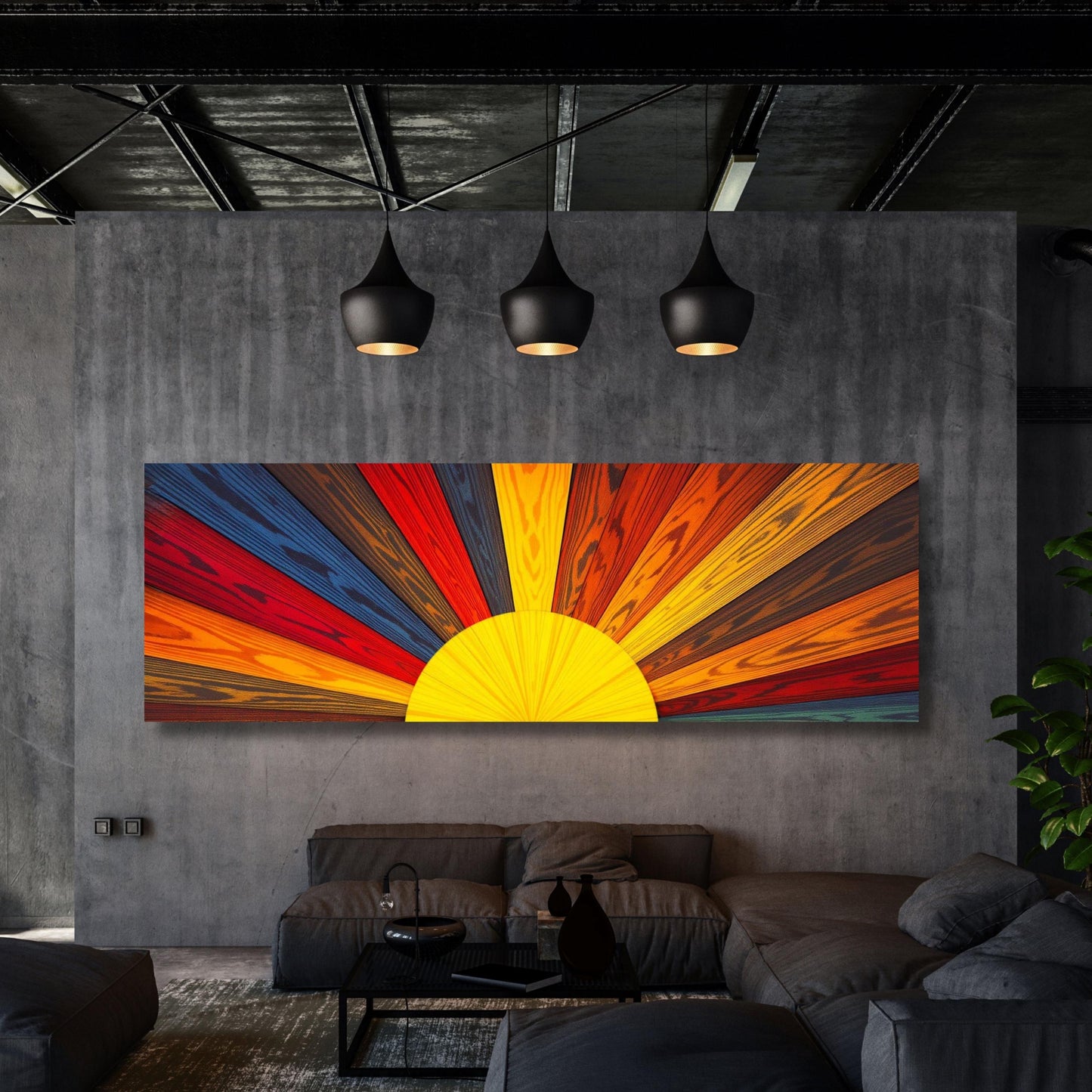 Sunrise Wood Look Wall Art Above Bed Decor Print Canvas Wood Long Sunlight Bedroom Wall Hanging Sunrise Sun Canvas Wall Office Print gift