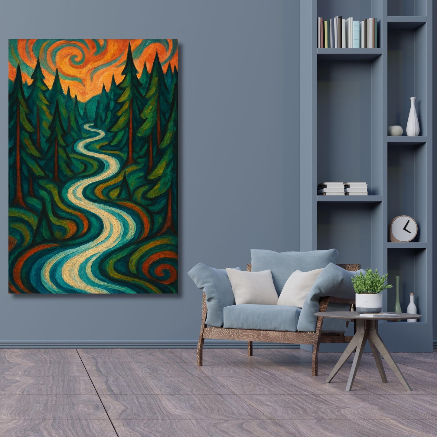 Mountain Long Narrow Canvas Wall Art, Tall and Thin Canvas wall art, Sun and Tree wall art Nature Wall Art Vertical Wall Art modern Wall Art