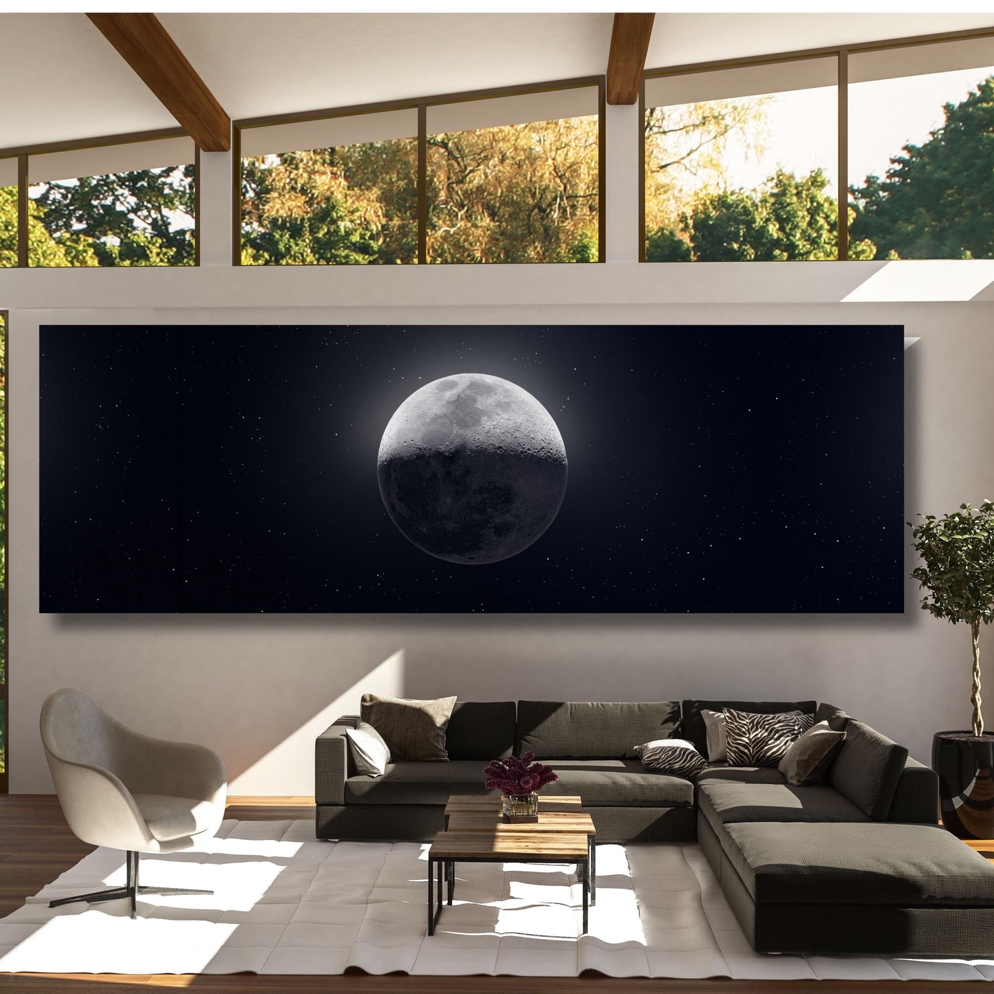 Panoramic Moon Canvas Art: NASA Full Moon Poster, Space Print