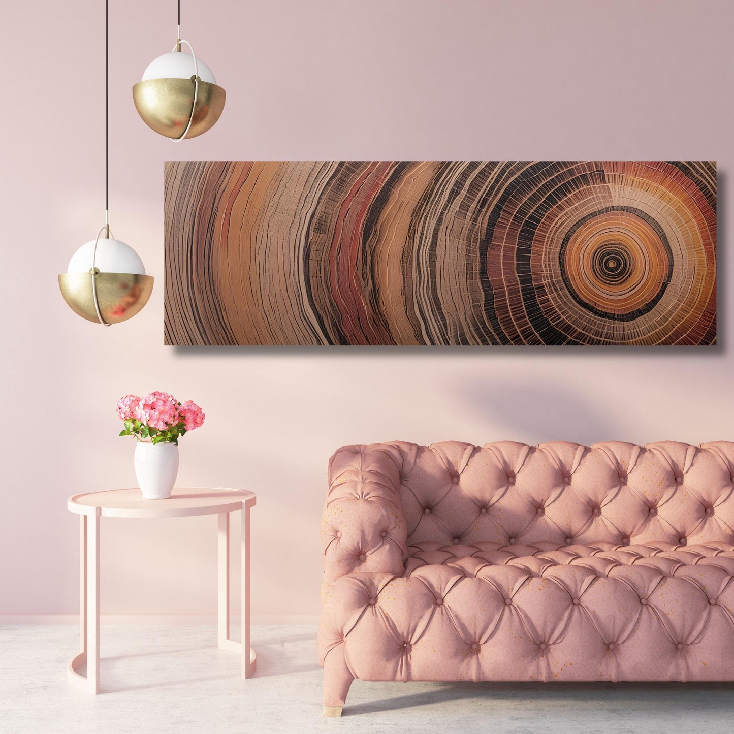 Panoramic Tree Rings Canvas Wall Art Elegant Natural Wall Art Great Design Solution for Echo Tree Ring Print of stump, Tree ring Canvas art