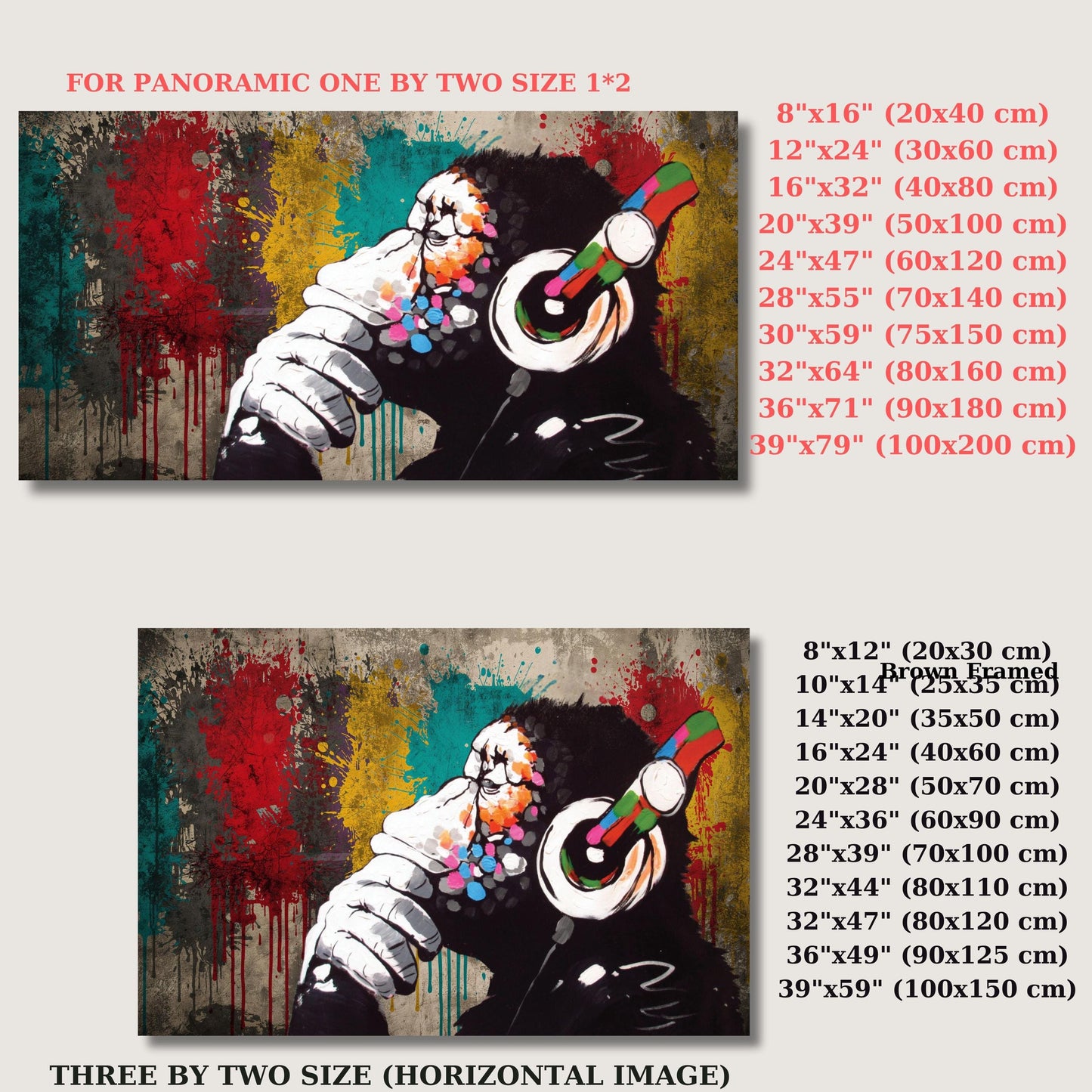 Banksy DJ Monkey Canvas Wall Art Banksy Thinking Monkey Music Thinker Graffiti Wall Art Extra Large Wall Art Gorilla Chimp Ready to Hang