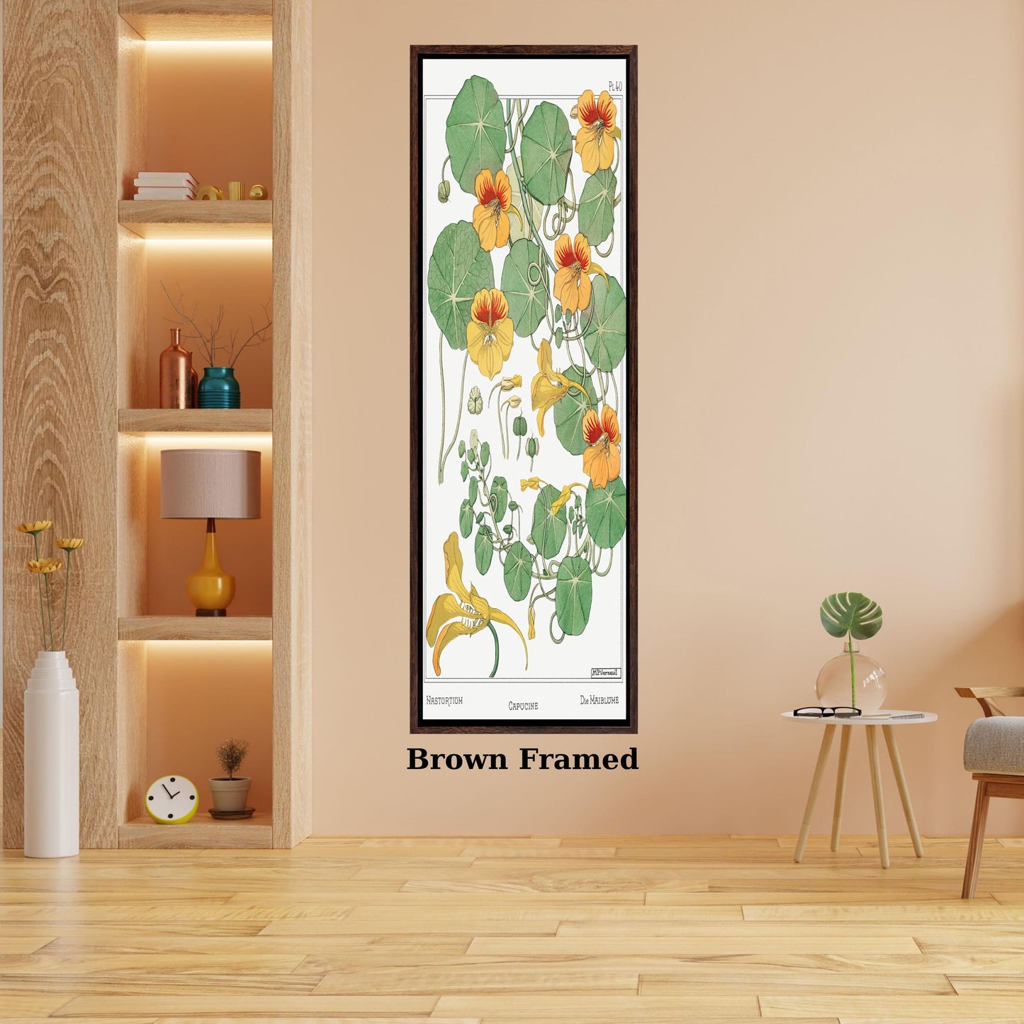 Capucine Nasturtium Canvas Wall Art – Art Nouveau Botanical Illustration Print